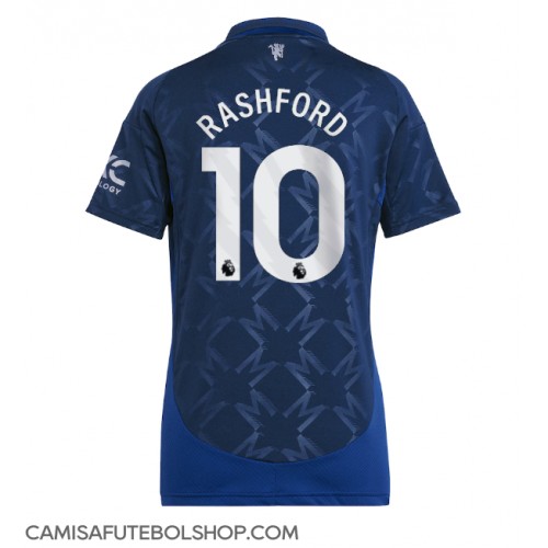 Camisa de time de futebol Manchester United Marcus Rashford #10 Replicas 2º Equipamento Feminina 2024-25 Manga Curta